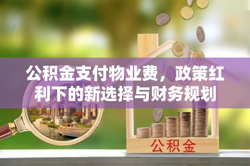 京山公积金支付物业费，政策红利下的新选择与财务规划